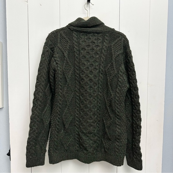 Howlin' Cable-Knit Shawl Collar Wool Cardigan In Green Size Medium - Picture 6 of 8